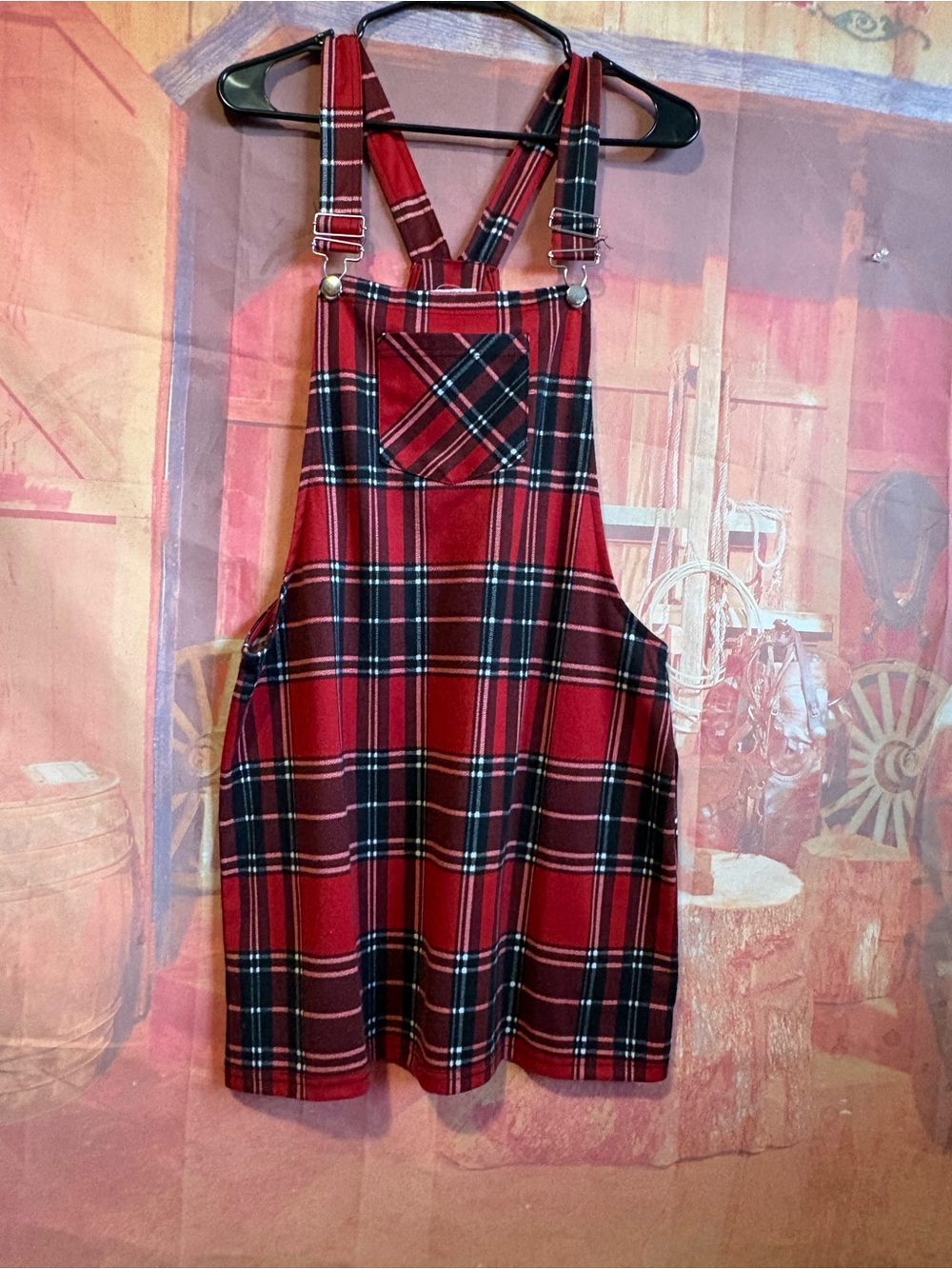 3/$10 Ardene Red Plaid Overall Dress / Pinafore